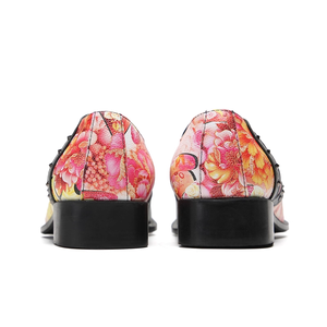 NA929 <span class=keywords><strong>Mocasines</strong></span> para <span class=keywords><strong>Hombre</strong></span> con Estampado Floral y Remaches, de Cuero Negro con Parches Metálicos, Punta en Pico, Sin Cordones, Casuales, Zapatos <span class=keywords><strong>Hombre</strong></span> - Product Image 6