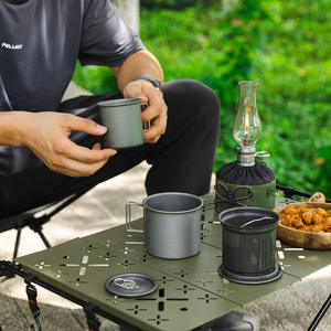 Ensemble de tasses à thé portables d'extérieur, 3 pièces avec passoire pour le camping, les pique-niques et la préparation du thé, couvercle en acier inoxydable, design rond - Product Image 2