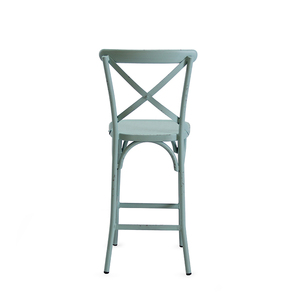 Taburete de <span class=keywords><strong>Bar</strong></span> de comedor de aluminio con respaldo en X multifuncional rústico Retro para cocina, jardín, sala de estar y uso en restaurante - Product Image 6