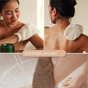Gants exfoliants en chanvre et jute naturels avec logo personnalisé, écologiques, pour le bain, gommage corporel en profondeur, gants exfoliants pour la douche - Product Image 6