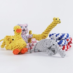 Katoenen touw hondenspeeltje, diverse dieren- & botvormen voor kauwers, verlichting bij tandjespijn voor puppy's, vervelingverlichter - Product Image 1