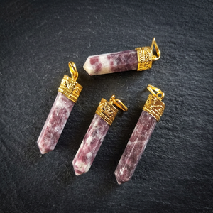 Colgante de Punta de Lápiz Hexagonal de Jaspe Rojo, Chapado en Oro Antiguo, Collar de Cristal con Chakra - Product Image 5
