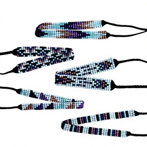 Hand-Woven Beaded <b>Bracelet</b> Strips Rectangle Shape Multicolor Pattern Stone <b>Beads</b> For <b>Bracelet</b> Making - Product Image 1