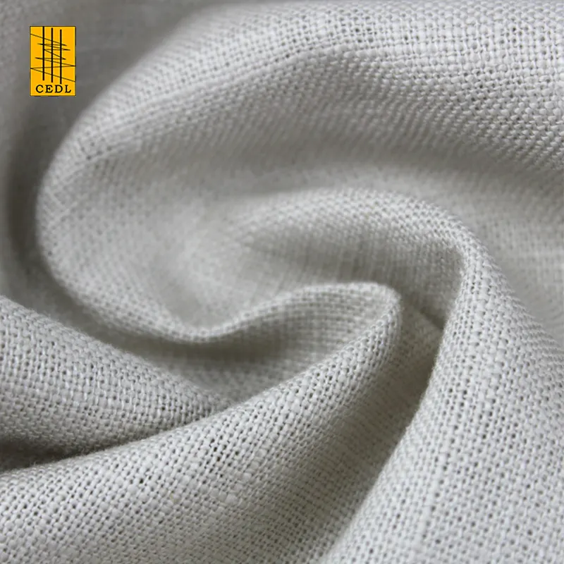 Penjualan Langsung dari Pabrik Slub Efek Katun Linen Campuran Rami Eropa & OCS Kain Polos Padat untuk Tirai Tekstil Rumah