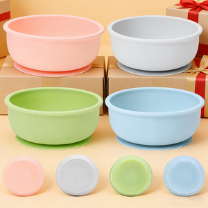 Bol d'alimentation divisé en silicone PLA avec logo personnalisé pour l'apprentissage de la diversification alimentaire des nouveau-nés - Product Image 1