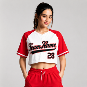 Custom Embroidery Women Cropped V Neck Baseball Jersey Game Day Cheer Uniform Mesh Button Down Baseball Jersey - Product Image 3
