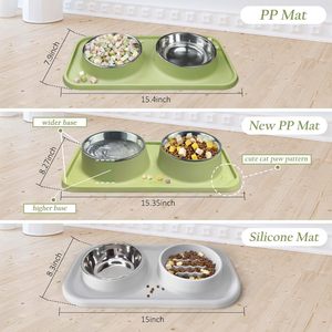 Custom Luxurious Eco-Friendly Automatic <b>Dog</b> <b>Bowl</b> Set Double <b>Bowls</b> Non-Slip Silicone Rounded <b>Stainless</b> <b>Steel</b> Outdoor/Travel Use - Product Image 2