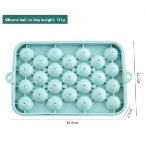 Bac à glaçons rond en silicone à 25 compartiments avec couvercle, durable et flexible, moule à boules de glace, petit bac à glaçons en forme de pastilles - Product Image 2