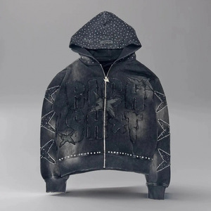New Streetwear <b>Hoodie</b> Zip Hoody Custom Print logo Digital Cotton <b>Men</b> <b>Hoodie</b> Zipper-up Heavyweight Fleece Full Zip up H - Product Image 3