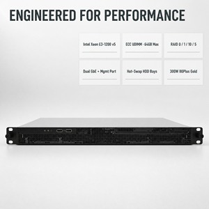 שרת מדף 1U מדגם RS260 עם RAID 121i מובנה, זיכרון ECC DDR3 בנפח 8GB, תמיכה מקסימלית של 64GB, דיסק קשיח SATA בנפח 1TB, שתי יציאות LAN Gigabit, הספק 300W, מעבד E3-1230 V5. - Product Image 4