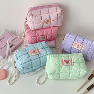 Grande trousse de <span class=keywords><strong>maquillage</strong></span> pour femme, <span class=keywords><strong>esthétique</strong></span> et mignonne, organiseur de voyage, porte-crayons en coton de qualité avec fermeture éclair - Product Image 6