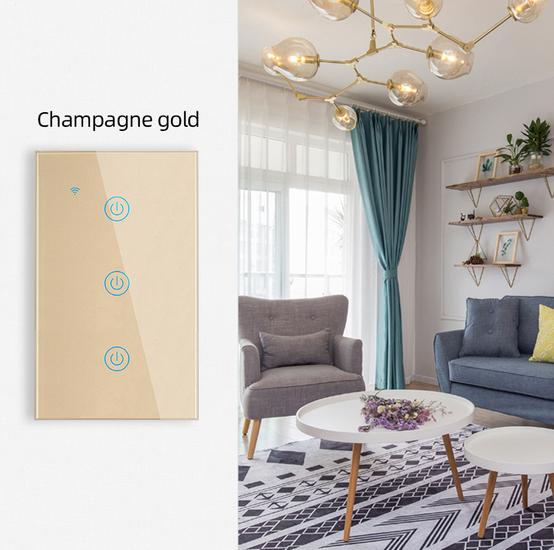 600W 4 Gang 2 Way US. Australia Standard Italy Canada Brazil WIFI Touch Switch WiFi Blue-tooth Dual Mode Switch