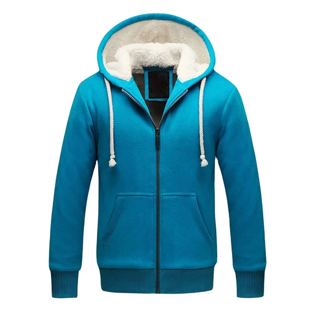 Custom Cotton polyester warm zipper hoody Men plus size printing winter Coat long sleeve jacket for men