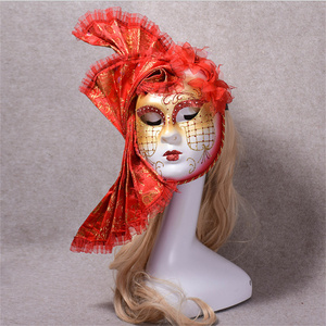 <span class=keywords><strong>Maschera</strong></span> a pieno facciale da <span class=keywords><strong>donna</strong></span> colore rosso plastica scintillante elegante <span class=keywords><strong>Costume</strong></span> di carnevale veneziano decorazione per feste a buon mercato - Product Image 2