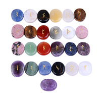 Fournisseurs 25pcs cristal naturel Runes Wicca pierres d'énergie Reiki dégringolé gravé lettrage cristal Rune pierre ensemble