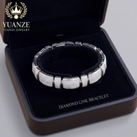 Bracelet Hip Hop entièrement serti de pierres, en argent S925, avec maillons rectangulaires en moissanite, pour hommes, vente en gros de bijoux