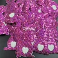 Vente en gros de patchs Lapin à paillettes de Pâques Mignon Chenille Lapin Rose Patchs à paillettes réversibles pour Chapeau Vêtements