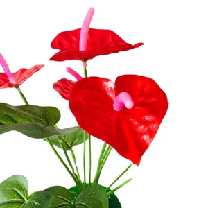Plante artificielle Anthurium en pot, grande palmiste rouge, décoration d'intérieur, accessoires de mariage - Product Image 4