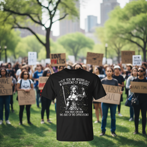 Camiseta de la Justicia Social con gráfico de la Dama de la Justicia y cita para activistas y defensores - Product Image 3