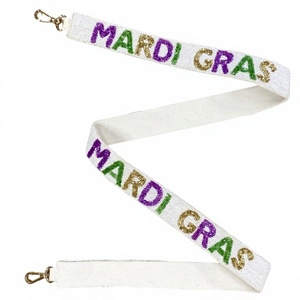 Correa de bolso con cuentas de la mejor calidad con letras bordadas en negro y dorado, accesorio de correa para bolso cruzado hecho a mano para mujer - Product Image 5