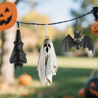 Décorations suspendues en résine DIY pour Halloween, motifs fantômes et chauves-souris, peintes à la main, pour arbre, maison hantée, fête, table, cadeau