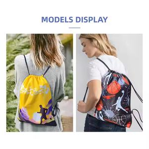 Logo personnalisé en gros promotionnel 210 polyester nylon 30cm sac à cordon et sac à dos sac à cordon - Product Image 3