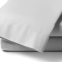 Ensemble de draps de lit 100% bambou 300TC 180gsm gris clair, luxueux, doux et respirant pour hôtel, maison, taille King et Queen