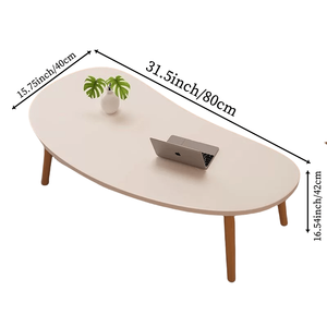 Mesa de Centro Ovalada con Patas de Madera, Estilo Minimalista, Blanca, para Sala de Estar, Mesa de Centro Nórdica, Mesa de Sofá, Resistente, Ahorra Espacio, Z-07 - Product Image 6