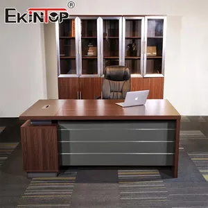 Ekintop Modern Office Furniture Desk Chair Executive Desks Ergonomic Chairs Boss L Shaped CEO Office Furniture Desk Set