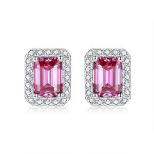 Pendientes de Moissanita Azul de 7x5 mm en Plata de Ley Ligera, Elegantes Pendientes de Crisolita Azul de 7x5 mm - Product Image 2