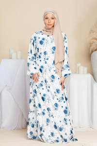 Abaya élégante à imprimé floral personnalisée Leduo avec hijab – Robe longue à manches longues pour femmes musulmanes - Product Image 2