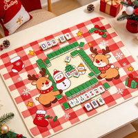 Tapis de Mahjong Personnalisé en Néoprène Antidérapant à Motif Écossais de Noël, Silencieux, pour Jeu de Société, Impression Personnalisée en Usine