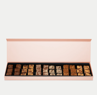 Nouveau style feuille d'or rose boîte à brownie emballage flip magnétique boîte cadeau papier boîte alimentaire