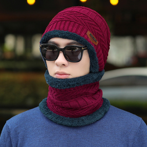 Ensembles de bonnets et d'écharpes <span class=keywords><strong>pour</strong></span> hommes en tricot thermique <span class=keywords><strong>pour</strong></span> l'équitation et l'hiver - Product Image 4