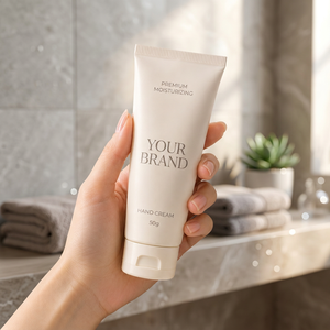 Crème pour les mains hydratante premium à la rose et aux herbes, enrichie en glycérine, nourrissante et hydratante, en tube plastique avec logo de marque personnalisé, OEM, soin de la peau - Product Image 1