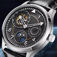Montres mécaniques automatiques lumineuses en acier, design d'usine et personnalisation par lots, avec calendrier et phases solaires, pour marque privée