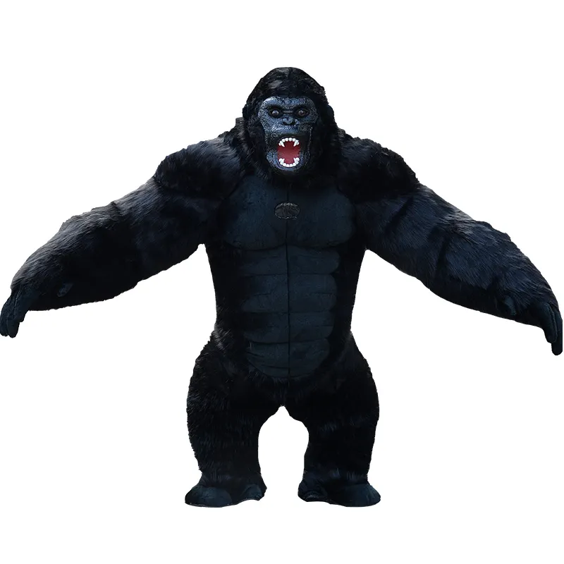 Disfraz de Mascota de gorila realista de King Kong inflable Fursuit fiesta de felpa Unisex Animal enorme disfraz inflable para adultos