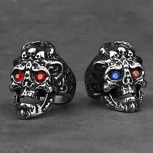 Punk phong cách đa thép không gỉ mát Bộ Xương Nhẫn Gothic chết SKU LL Bộ Xương tuyên bố retro cổ điển titan thép vòng - Product Image 4