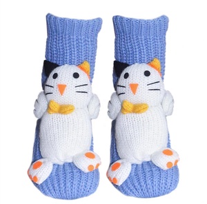 Chaussettes pantoufles antidérapantes pour femmes, filles, femmes, dames, faites à la main, tricotées en 3D, motif animal de dessin animé, ours, tigre, pour l'intérieur, le salon, la maison - Product Image 5