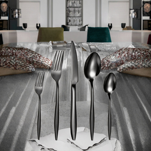 Omega Metals India Handcrafted 5-Piece American Style Cutlery <b>Set</b> with Premium Heart Handles in <b>Silver</b> Mirror Polish for Parties - Product Image 3