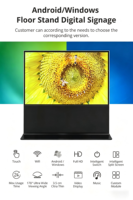 Pantalla LCD Táctil Infrarroja de 75 Pulgadas, Kiosco Vertical Todo en Uno con Pantalla Táctil, CMS Integrado, Punto de Acceso WiFi, Soporte de Piso para Publicidad
