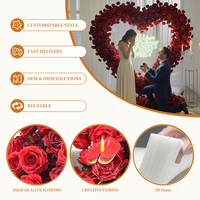 Arche Florale Cœur en Roses Artificielles Personnalisées pour Décoration de Fond de Mariage, Vente en Gros