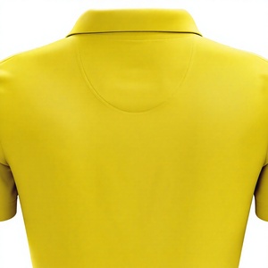 เสื้อยืดคอเต่าแขนสั้นผ้าเจอร์ซีย์คอตตอน 100% คุณภาพสูง สีเหลือง สไตล์ลำลองสำหรับผู้ชาย รับสั่งทำตามแบบ - Product Image 4