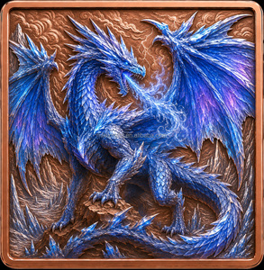 Barre de cuivre pur .999 de 5 oz Dragon Mythique, haute relief, Feu Glace Ombre Nécro, lingot de collection souvenir - Product Image 3