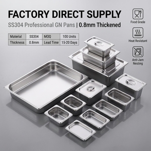 ถาดสแตนเลสขนาดมาตรฐานยุโรปสำหรับอุ่นอาหารในครัวร้านอาหาร - Product Image 2