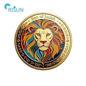 Pièce commémorative personnalisée du Lion de Juda, symbole religieux du judaïsme, avec inscription de la foi de Josué, jeton, médaillon, pièce de défi personnalisée du Lion de Juda - Product Image 3