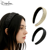 DREAM FASHION Accessoires pour cheveux personnalisés élégants faits à la main en sequins noirs et champagne, couleur unie, légers et personnalisables