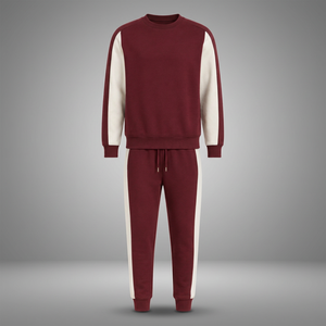 Ensemble de survêtement en molleton de coton personnalisé avec panneaux contrastants, sweat-shirt et pantalon de jogging, vente en gros, streetwear pour hommes, tenue de sport - Product Image 2