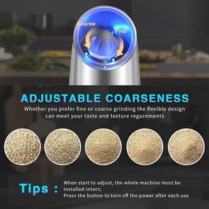 Hot Selling Adjustable Spice Black Pepper Grinder <b>Mill</b> with Blue Light Automatic Gravity Electric Salt and Pepper <b>Mill</b> Set of 2 - Product Image 5