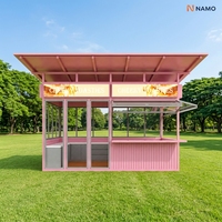 Kiosque de café mobile personnalisé en conteneur maritime vert pour l'extérieur, stand alimentaire préfabriqué moderne, écologique et étanche